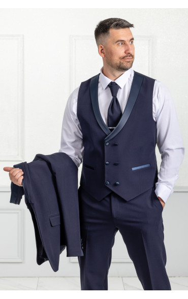 Γαμπριάτικο Σετ Ανδρικό Κοστούμι Blue Black 1640