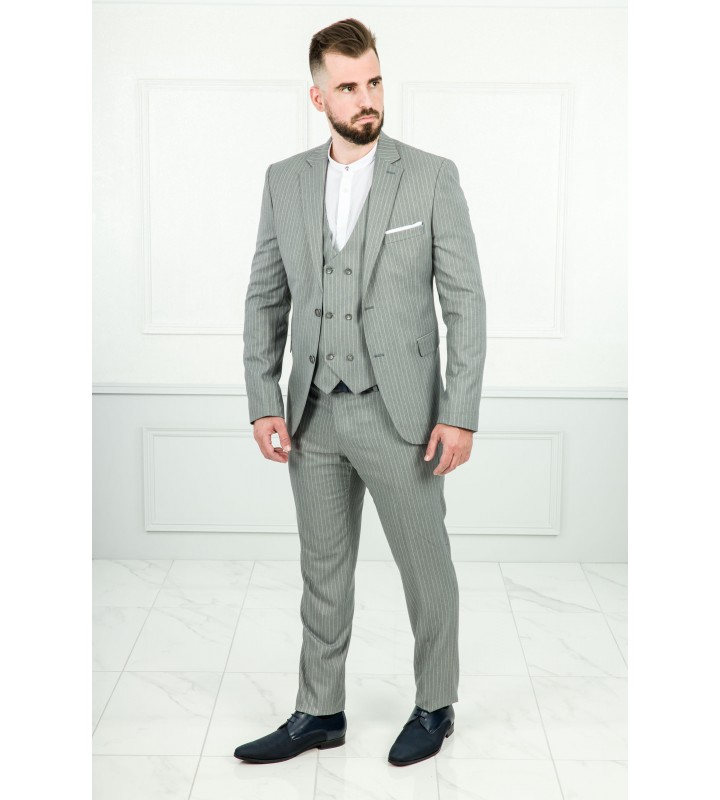 Men's Gray Striped Suit A21K6200