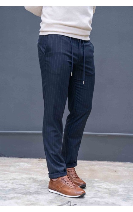 Ανδρικό Παντελόνι Blueblack με Γκρί Ρίγα  B21L760