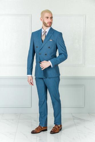 Men's Suit Blue Ruff Striped A21K6160