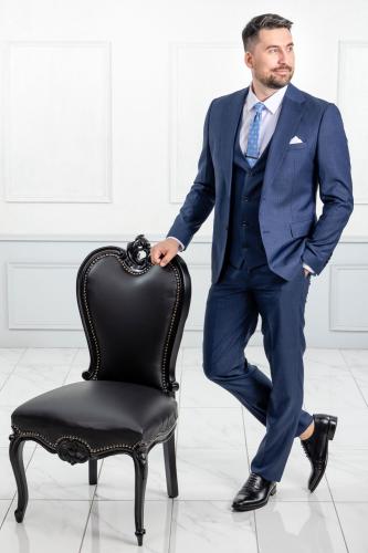 Ανδρικό Κοστούμι Ριγέ Μπλέ Royal 9950